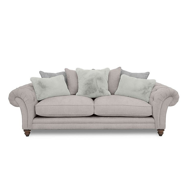 Boutique Collection - Blenheim 4 Seater Scatter Back Sofa with Walnut Feet - Darwin Silver
