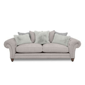 Boutique Collection - Blenheim 4 Seater Scatter Back Sofa with Walnut Feet - Darwin Silver
