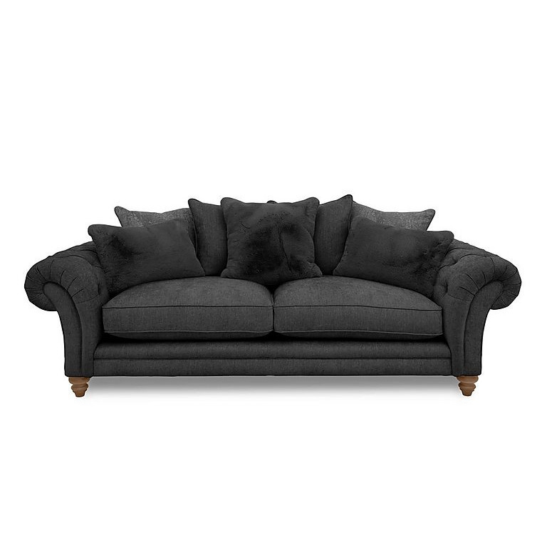 Boutique Collection - Blenheim 4 Seater Scatter Back Sofa with Oak Feet - Darwin Raven