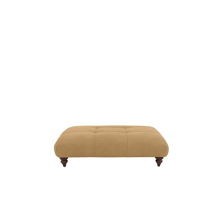 Boutique Brando Large Leather Footstool - Stone Washed Biscotti