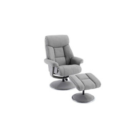 Bruges Fabric Swivel Chair and Footstool - Lisbon Silver