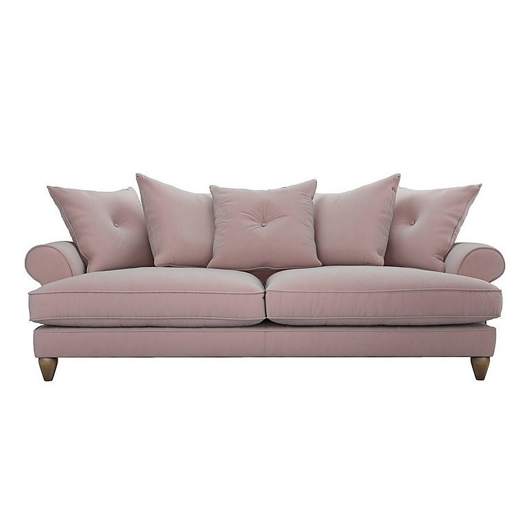The Lounge Co. - Bronwyn 4 Seater Fabric Scatter Back Fibre Fill Sofa With Vintage Oak Feet - Cotton Candy