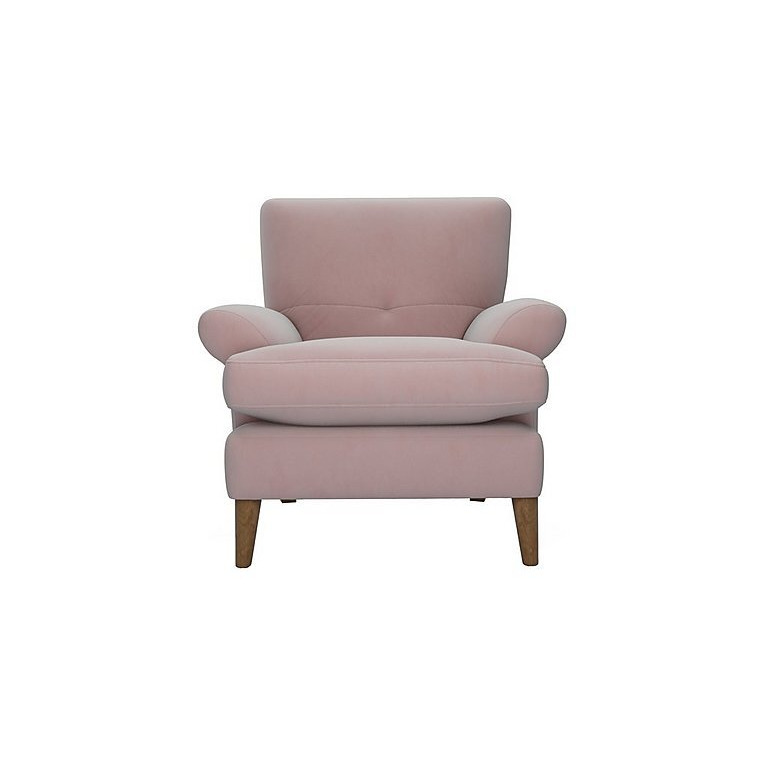 The Lounge Co. - Bronwyn Fabric Joshua Armchair With Vintage Oak Feet - Cotton Candy