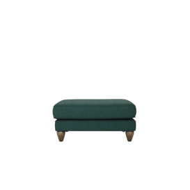 The Lounge Co. - Bronwyn Fabric Footstool With Vintage Oak Feet - Curly Kale