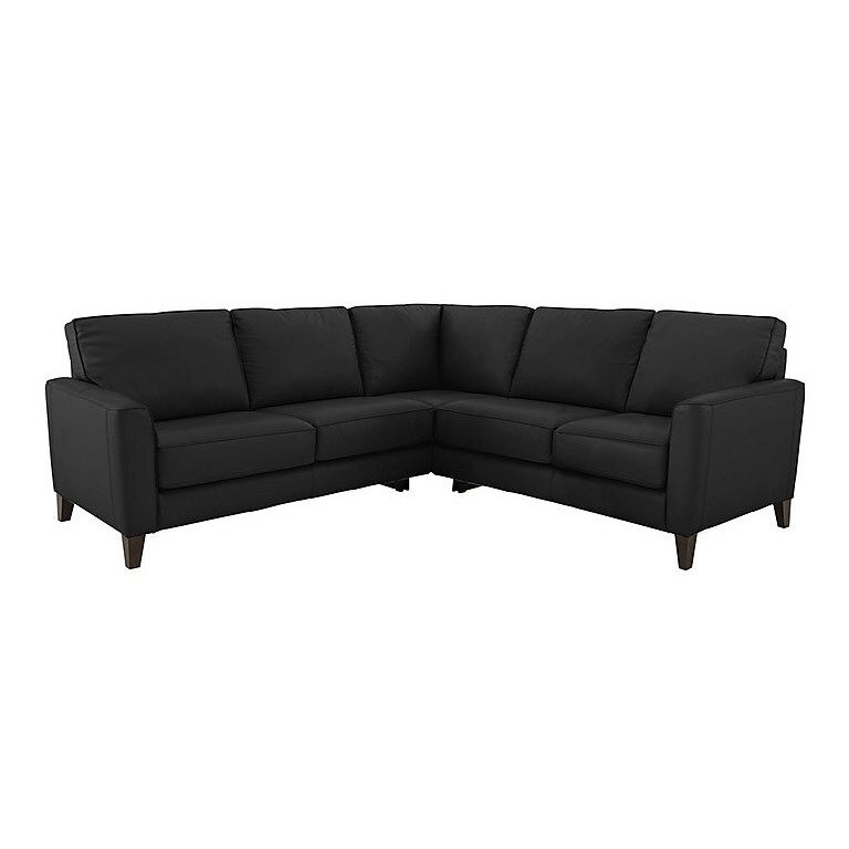 Brondby Large BV Leather Corner Sofa - Classic Black