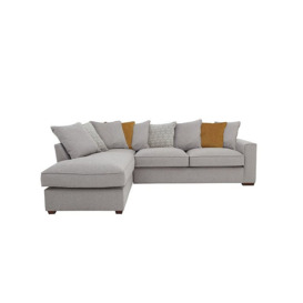 Cory Fabric Left Hand Facing Corner Chaise Scatter Back Sofa Bed - Dallas Silver & Mustard Pack