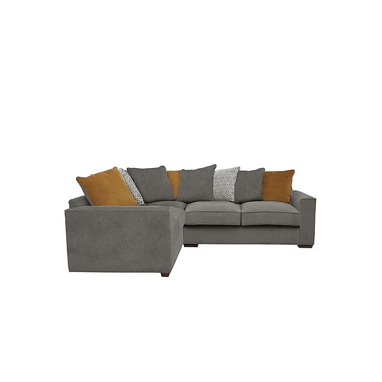 Cory Small Fabric Left Hand Facing Corner Scatter Back Sofa - Cosmo Pewter & Mustard Pack