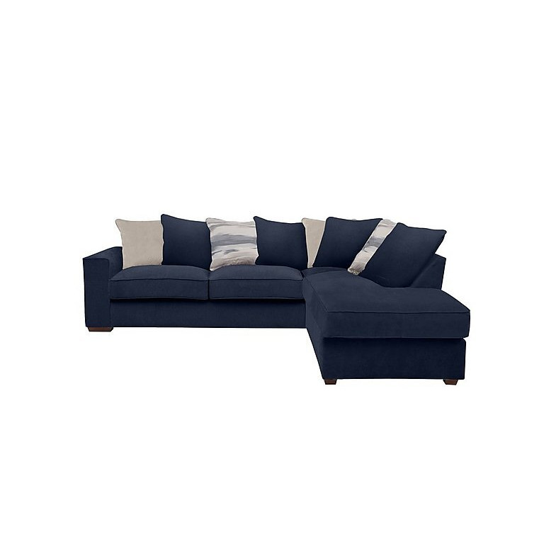 Cory Fabric Right Hand Facing Corner Chaise Scatter Back Sofa Bed - Cosmo Navy & Cream Pack