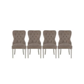 Chennai Set of 4 Quilted Dining Chairs - Taupe