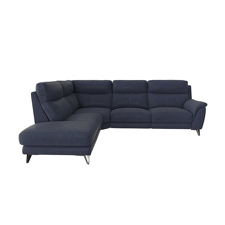 Contempo 3 Seater Left Hand Facing Chaise End Fabric Sofa - R23 Blue