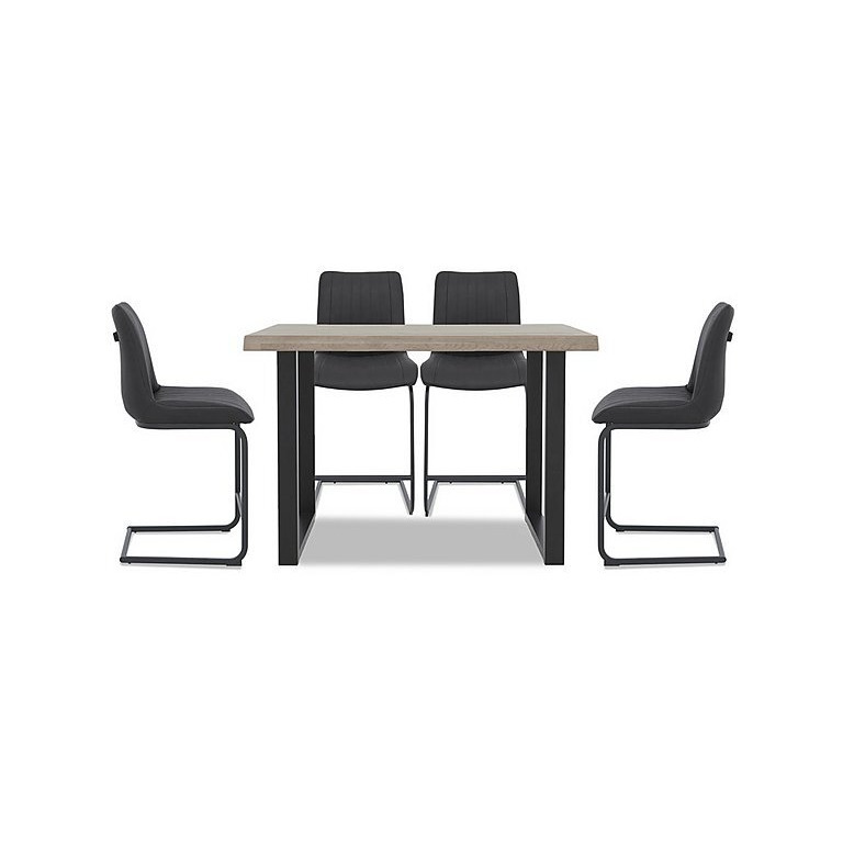 Bodahl - Compact Terra Raw Edge Table with U-Shaped Legs and 4 Grey Bar Stools - 160-cm - Vintage Grey
