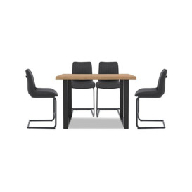 Bodahl - Compact Terra Raw Edge Table with U-Shaped Legs and 4 Grey Bar Stools - 160-cm - Bianca