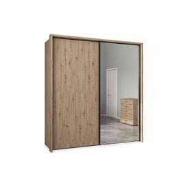 Wiemann - Dallas 210cm 2 Door Sliding Wardrobe with Mirror Door - Bianco Oak
