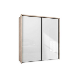 Wiemann - Dallas 210cm 2 Door Sliding Glass Wardrobe - Holm Oak and White