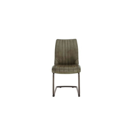 Dee Pair of Cantilever Leather Dining Chair - Olive