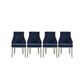 Dolce Set of 4 Button Back Dining Chairs - Navy