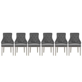 Dolce Set of 6 Button Back Dining Chairs - Silver