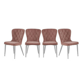 Donnie Set of 4 Chairs - Blush Velvet with Chrome Legs