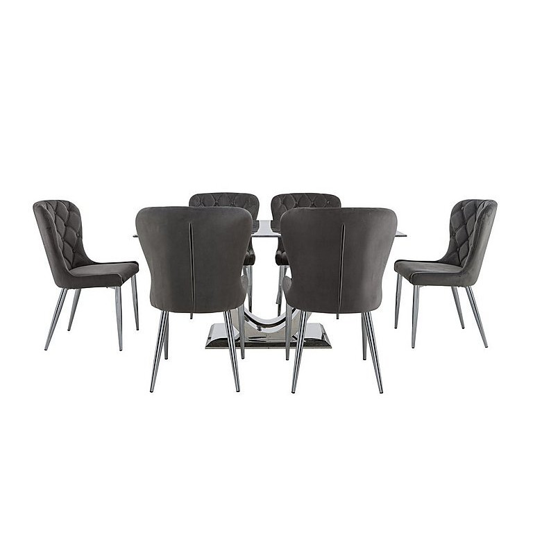 Donnie Dining Table and 6 Chairs - Silver