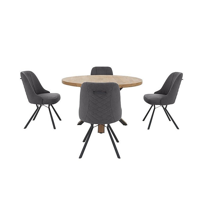 Detroit Starburst Leg Round Dining Table and 4 Chairs - Anthracite
