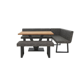 Compact Earth Dining Table, Right Hand Facing Corner Bench and Low Bench