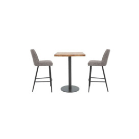 Earth Bar Table and 2 Upholstered Barstools - Platinum