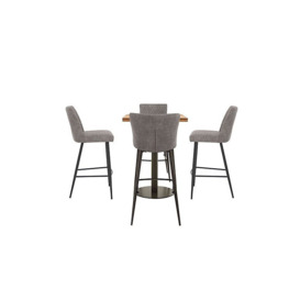 Earth Table and 4 Upholstered Bar Stools - Platinum
