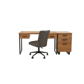 Earth Desk with Drawers, Filing Cabinet and Office Chair