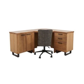 Earth Corner Desk, Filing Cabinet, 2 Door Storage Unit and Office Chair