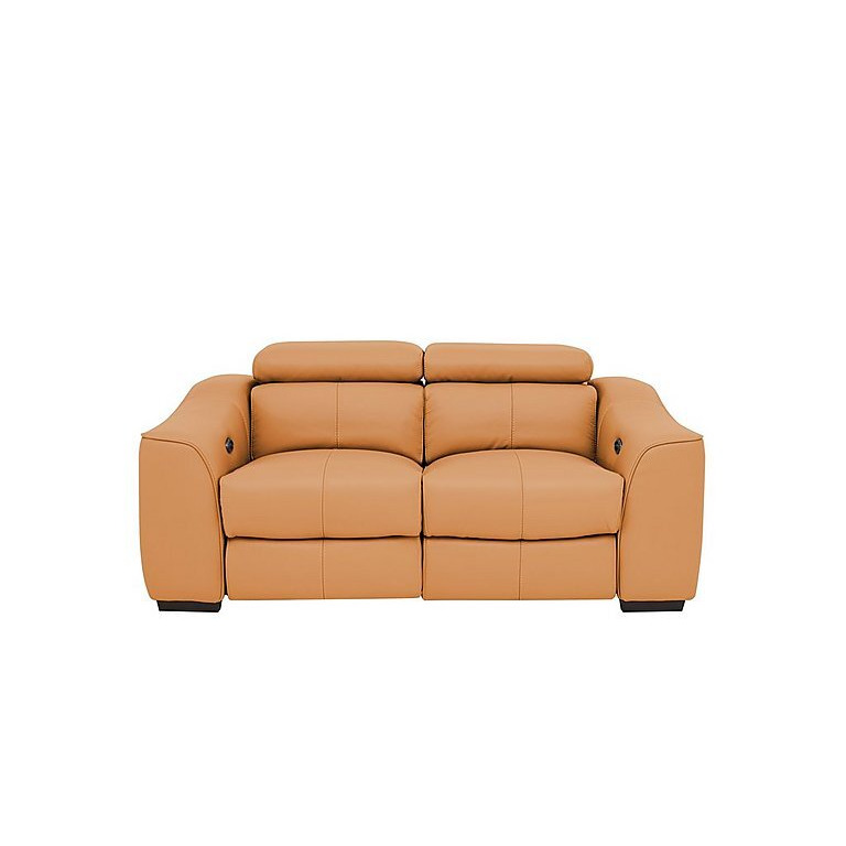 Elixir 2 Seater BV Leather Sofa With Manual Recliner - BV Honey Yellow