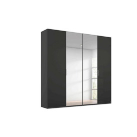 Rauch - Formes 4 Door Hinged Wardrobe with 2 Glass Doors and 2 Mirrored Doors - Graphite/Basalt Front