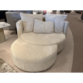 Alexander and James Teddy Swivel Chair with Half Moon Footstool