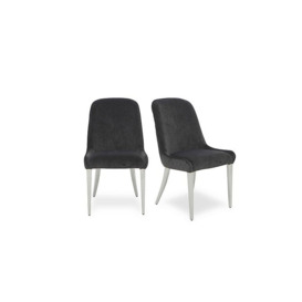Gabana Pair of Velvet Dining Chairs - Charcoal