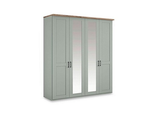 Wiemann - Adeline 4 Door Hinged Wardrobe with 2 Mirrors - Sage - Bedroom Furniture