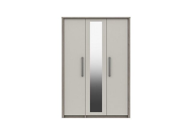 London Bedrooms - Euston 3 Door Wardrobe with Mirror - Grey Oak/White Grey Gloss