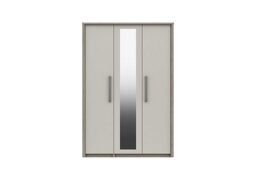 London Bedrooms - Euston 3 Door Wardrobe with Mirror - Grey Oak/White Grey Gloss