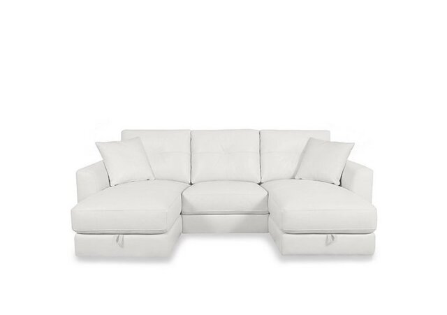 World of Leather - Nest Small NC Leather U-Shaped Corner Sofa with Double Storage Chaises - NC Star White - Sofas and Armchairs
