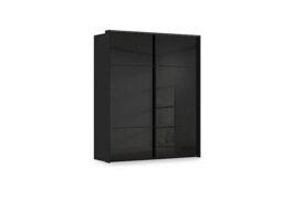 Rauch - Haven 190cm 2 Door Slider Wardrobe with Glass Doors and Lights - Black Glass