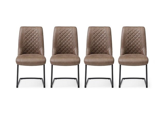 Jayden Set of 4 Faux Leather Cantilever Dining Chairs - Light Brown