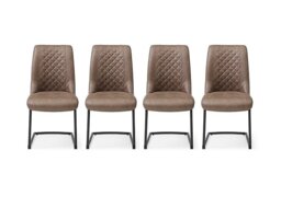 Jayden Set of 4 Faux Leather Cantilever Dining Chairs - Light Brown