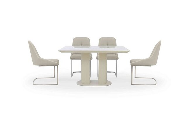 Avorio Fixed Dining Table and 4 Cantilever Chairs Set