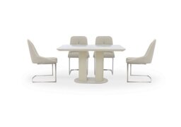Avorio Fixed Dining Table and 4 Cantilever Chairs Set