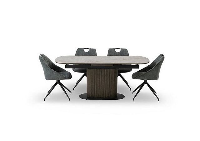 Petra Pop Up Extending Dining Table and 4 Swivel Chairs - 180-cm - Green