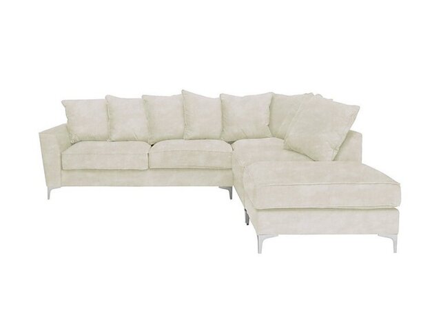 Legend Scatter Back Fabric Right Hand Facing Corner Sofa with Chrome Feet - Sublime Pearl