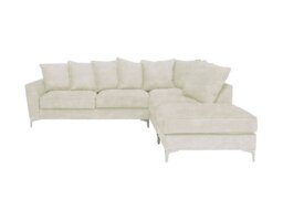 Legend Scatter Back Fabric Right Hand Facing Corner Sofa with Chrome Feet - Sublime Pearl