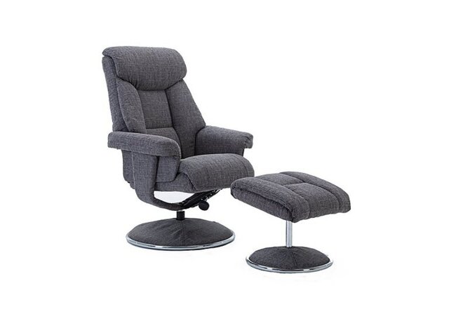 Bruges Fabric Swivel Chair and Footstool - Lisbon Grey