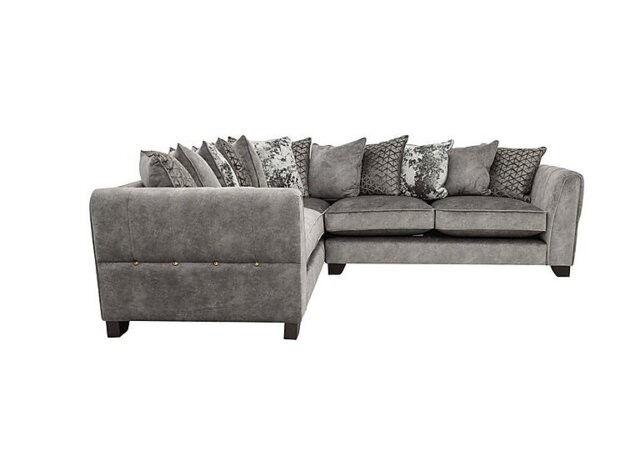 Mariah Small Fabric Scatter Back Left Hand Facing Corner Sofa - Dapple Silver