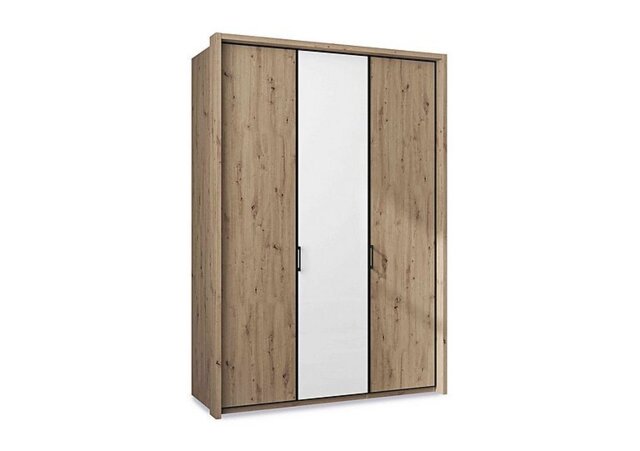 Wiemann - Dallas 157cm 3 Door Hinged Wardrobe with Centre Glass Door - Bianco Oak and White
