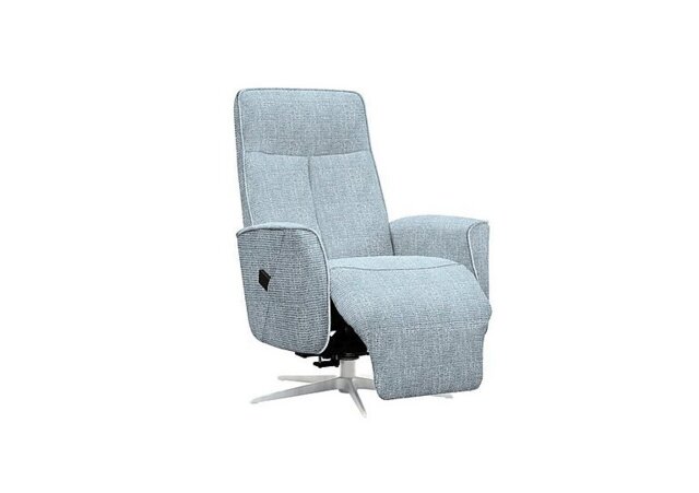 G Plan - Maribo Fabric Lift and Rise Power Recliner Chair with Power Headrest and Chrome Base - Libby Sky