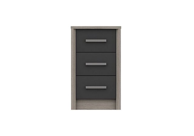 London Bedrooms - Euston 3 Drawer Bedside Chest - Grey Oak/Graphite Gloss